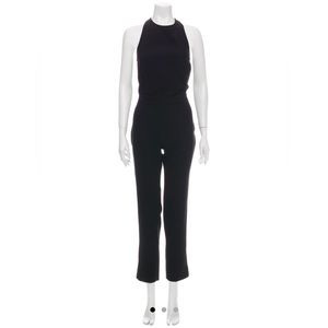 IRO sleeveless crewneck jumpsuit, tie-neck open back, Black. Size FR 36 / US 4